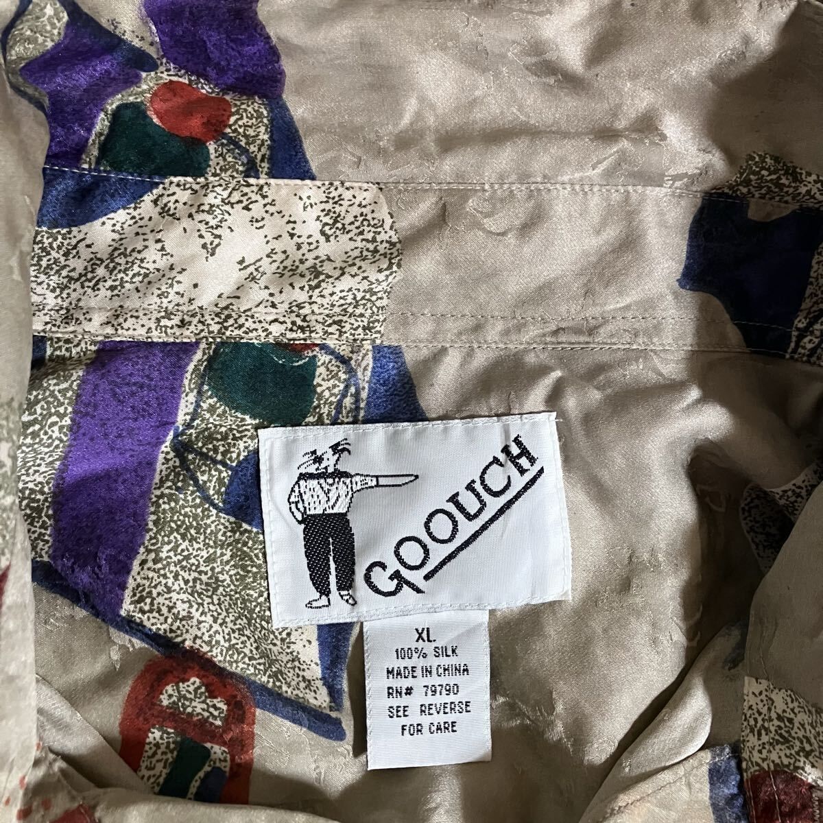 GOOUCH シルク100%シャツ　サイズXL GOOUCH\" 100% Silk Shirt | デッドストック \u2013