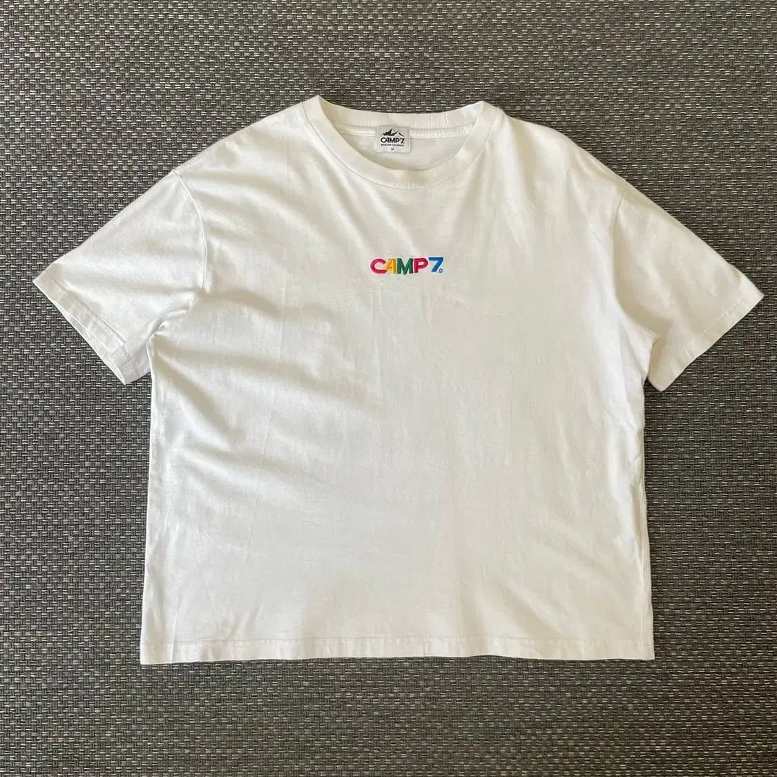 キャンプ 7 白 ロゴポイント 半袖 Tシャツ M