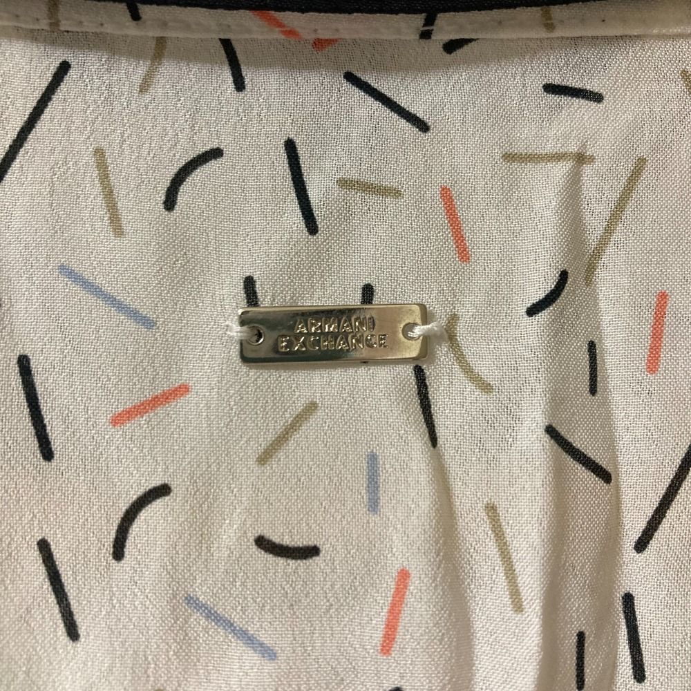 未使用 ARMANI EXCHANGE アルマーニエクスチェンジ スティックプリント ロングスリーブ シアーシャツ ブラウス XL ホワイト系 レディース 古着 中古 未使用 ARMANI EXCHANGE アルマーニエクスチェンジ スティック
