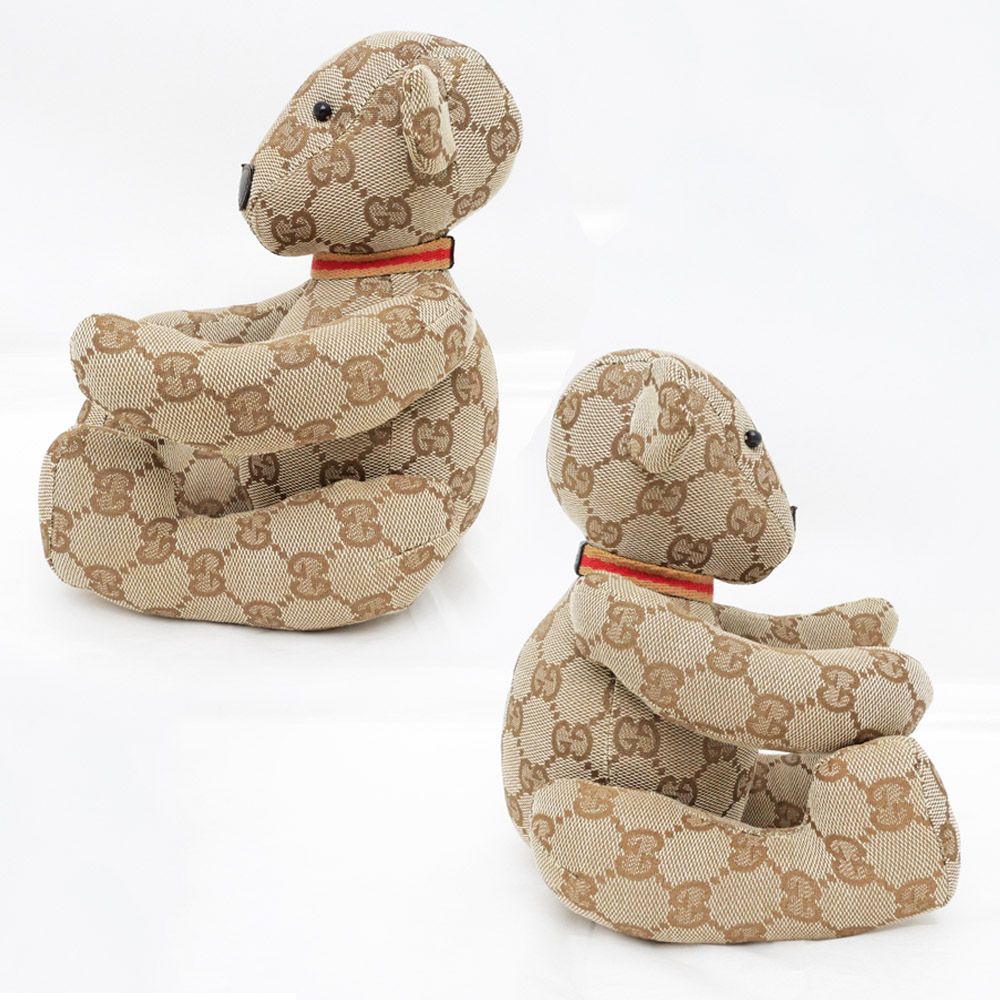 名東】【GUCCI】グッチ GGキャンバス テディベア ベージュ 置物