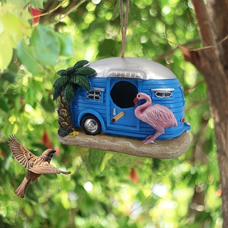 巣箱 鳥の巣 鳥の巣箱 バードハウス バードルーム 鳥用品 鳥かご 吊り下げ ぶら下げ 庭園 自然 装飾 休憩所 ハウス バス型 ユニーク オシャレ ミニハウス オブジェ