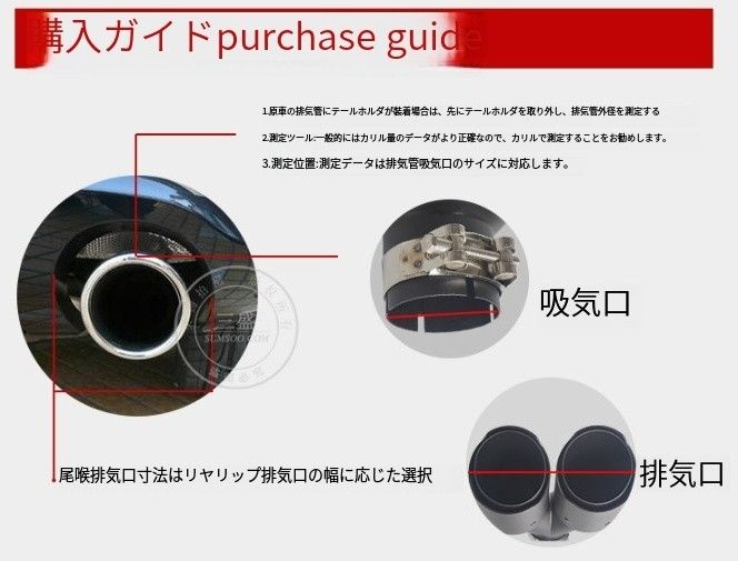 Y型デュアル排気管車の改造ステンレス鋼カーボンファイバー黒塗装車アクセサリーテールノズルテールスロート