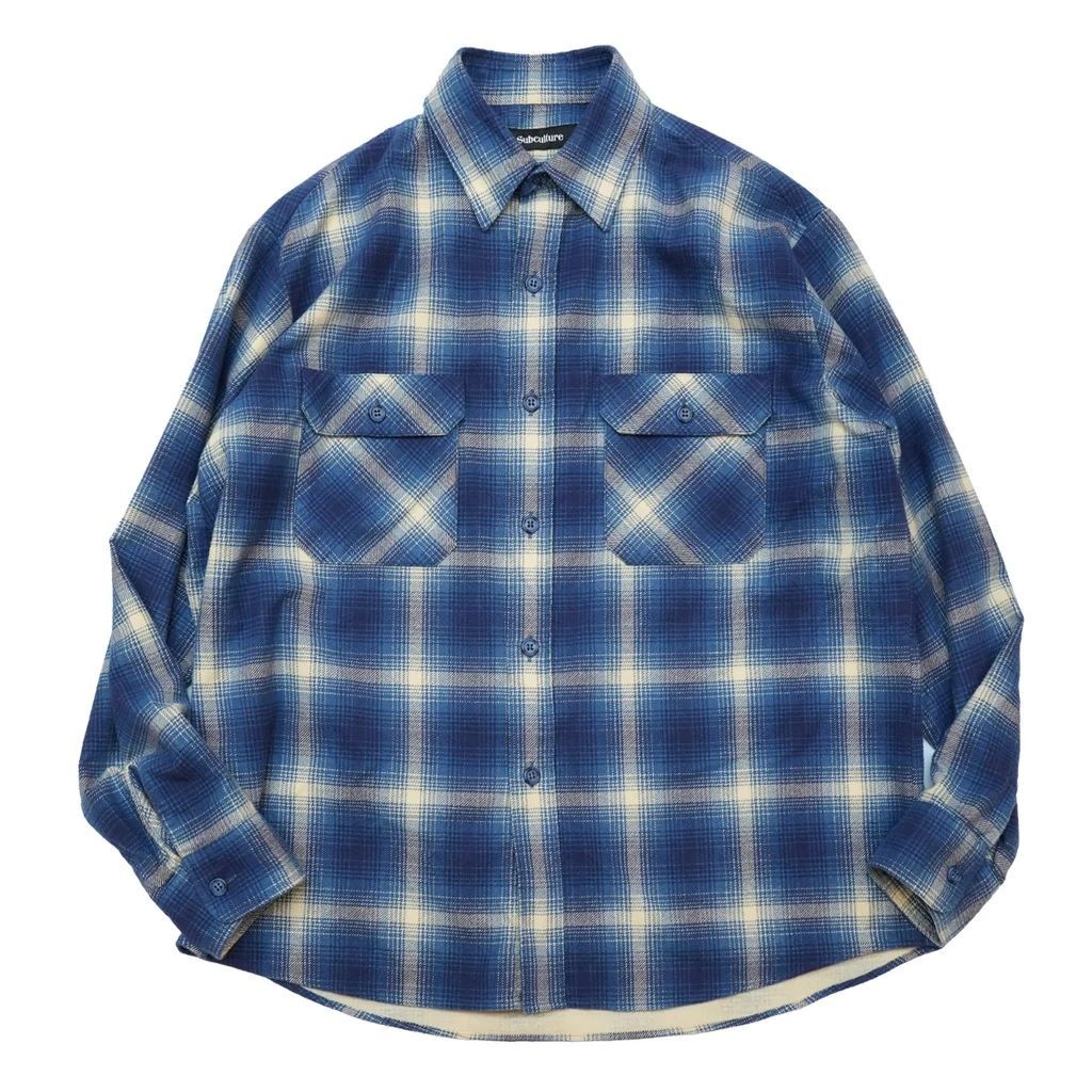 Subculture サブカルチャー OMBRE CHECK SHIRT / BLUE オンブレ