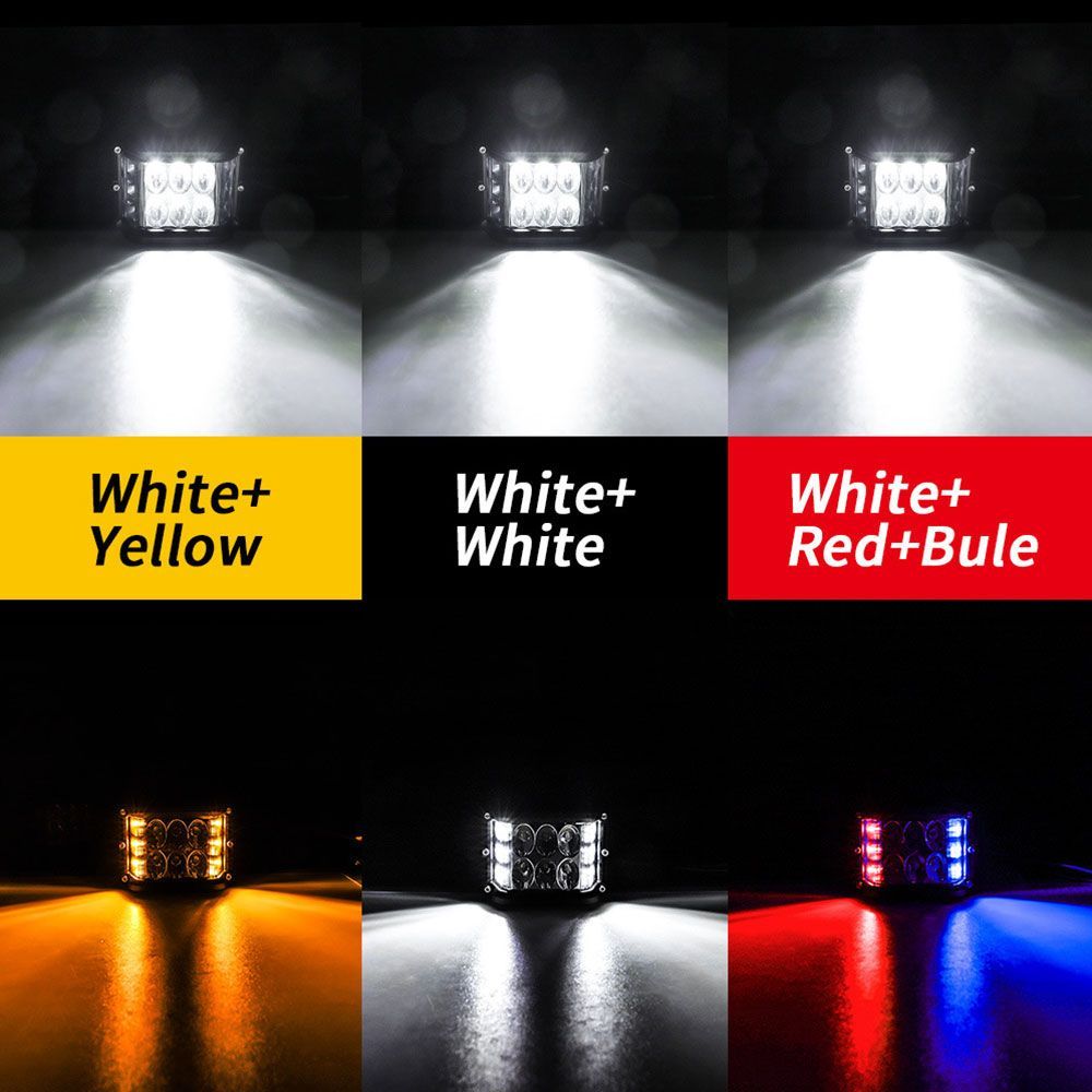 送料無料.. 4インチ LED ワークライト 作業灯 60W ホワイト/イエロー/レッド ストロボ スポットライト ジープ ジムニー SUV 2個