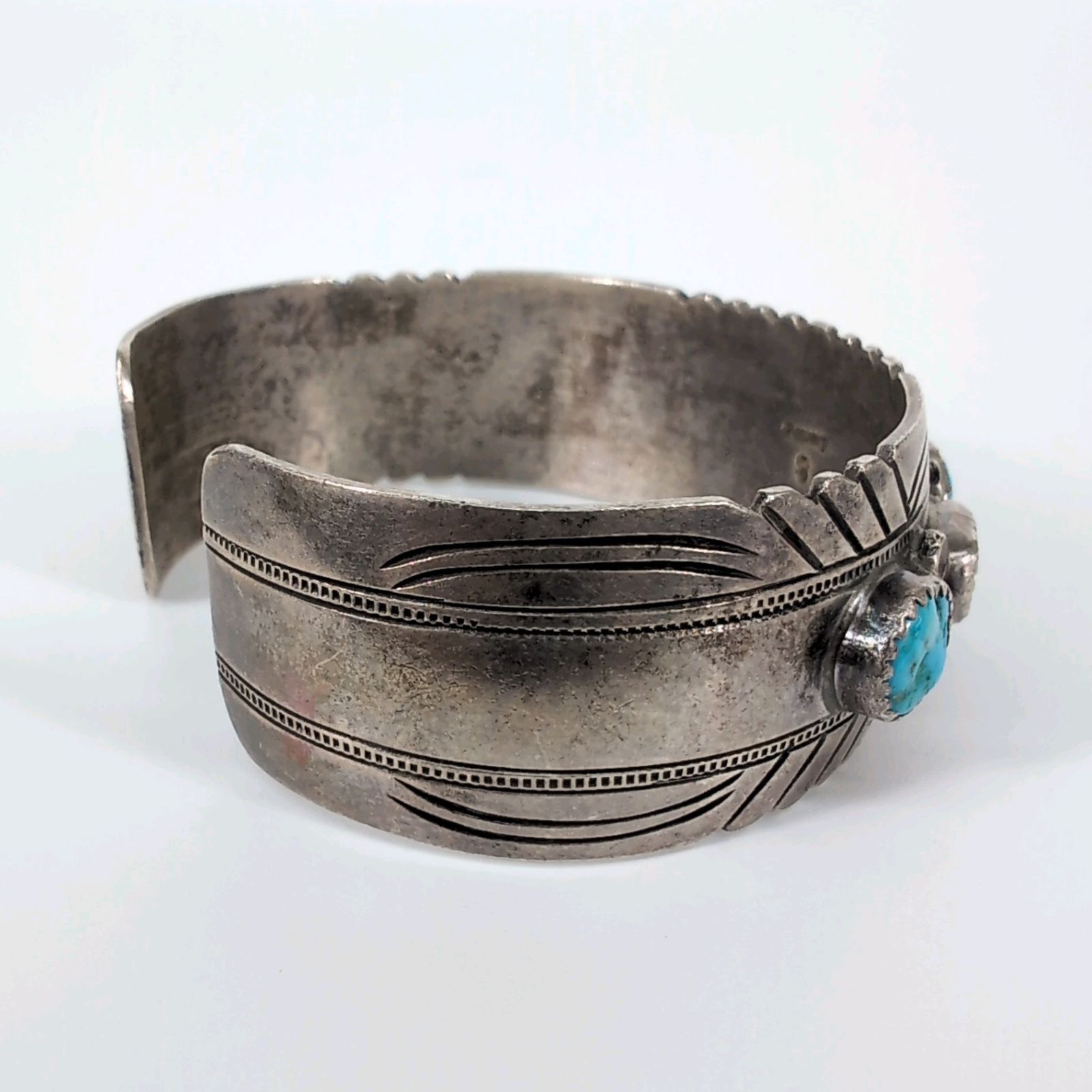 インディアンジュエリー　バングル【本日までの出品です‼︎】 INDIAN JEWELRY/ｲﾝﾃﾞｨｱﾝｼﾞｭｴﾘｰ/7連ﾀｰｺｲｽﾞ/H刻印作家/STARLING