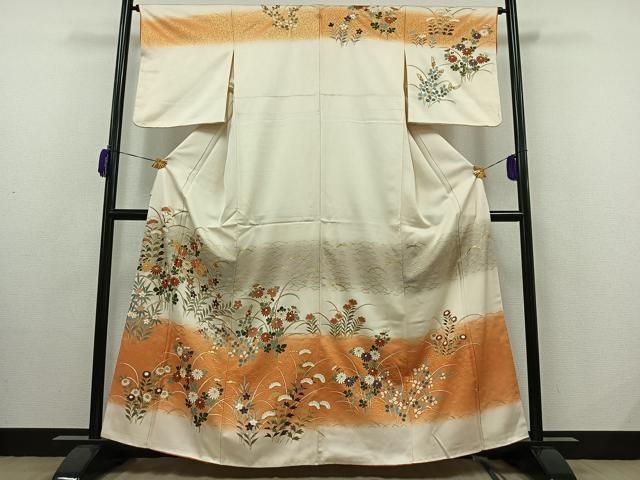 平和屋着物○訪問着 駒刺繍 辻が花 暈し染め 金糸 金彩 正絹 逸品