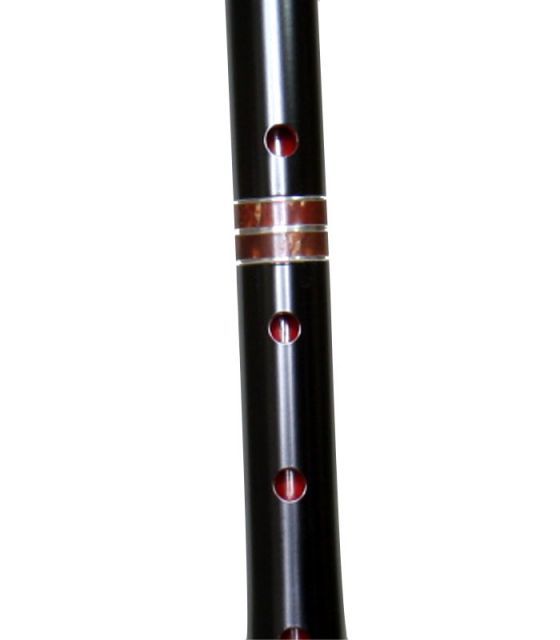 蝴蝶宝 尺八 楓黒漆 曲管 節なし 継ぎ手あり 2尺3寸正律管 0132