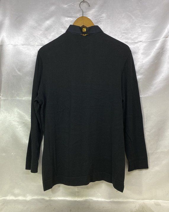 本物 美品 カタログ掲載 エルメス アートデザイン切替 カシミア  セーター 黒 Herms エルメス イタリア製 カシミヤニット切替 プルオーバー
