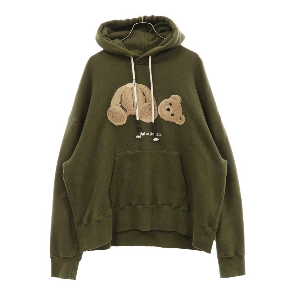 Palm Angels (パームエンジェルス) 21AW BEAR HOODIE ベアー フーディー スウェット プルオーバーパーカー カーキ PMBB058R21FLE001