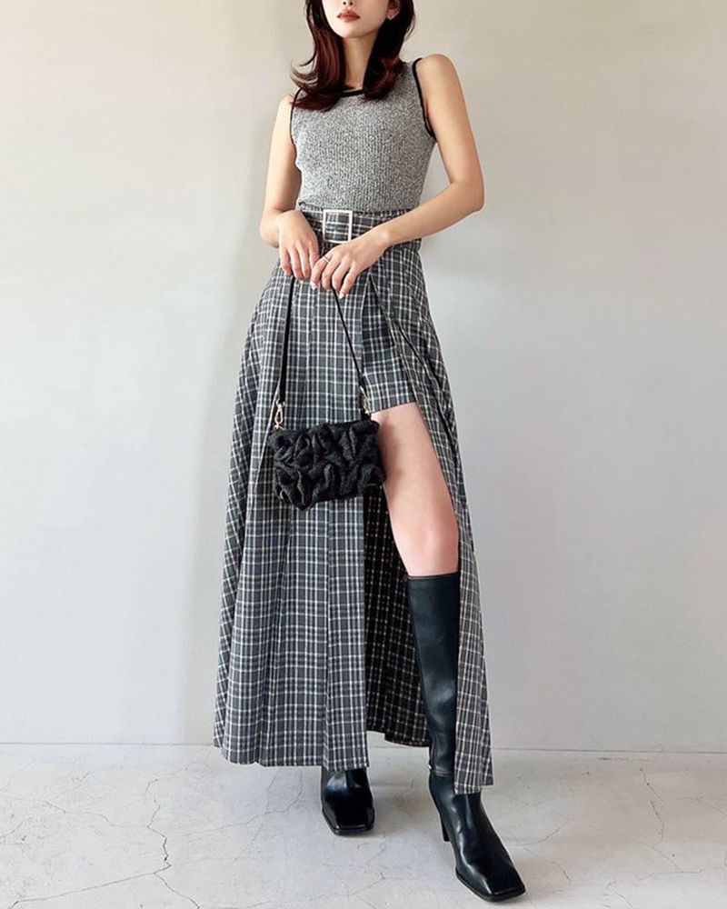 ワイドプリーツレイヤードフ スカート