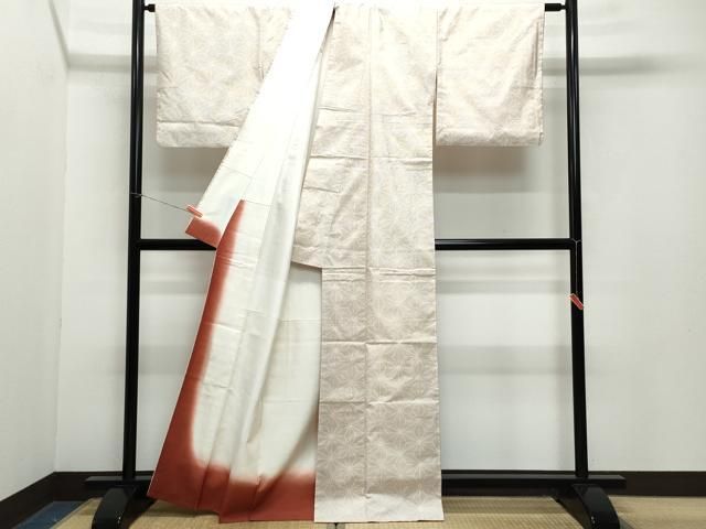 平和屋着物○本場大島紬 白大島 7マルキ 麻の葉文様 正絹 逸品