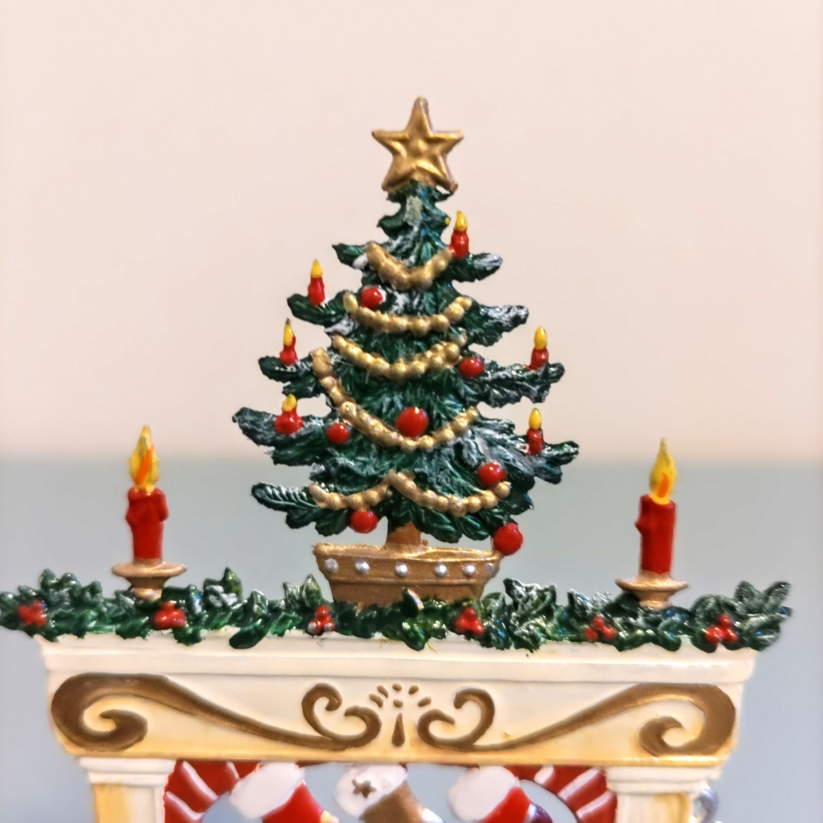 ドイツ 暖炉とツリー スタンド 錫製 工芸品 クリスマスツリー飾り