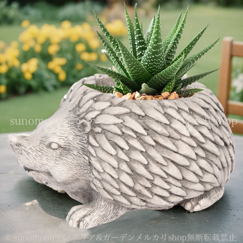かわいい ヴィンテージ調 プランター 酸化マグネシウム ホワイト ガーデン雑貨 ガーデニング 雑貨 おしゃれ インテリア ハリネズミ アニマル ガーデン 8-14 庭の装飾 ガーデンインテリア お洒落 彫刻