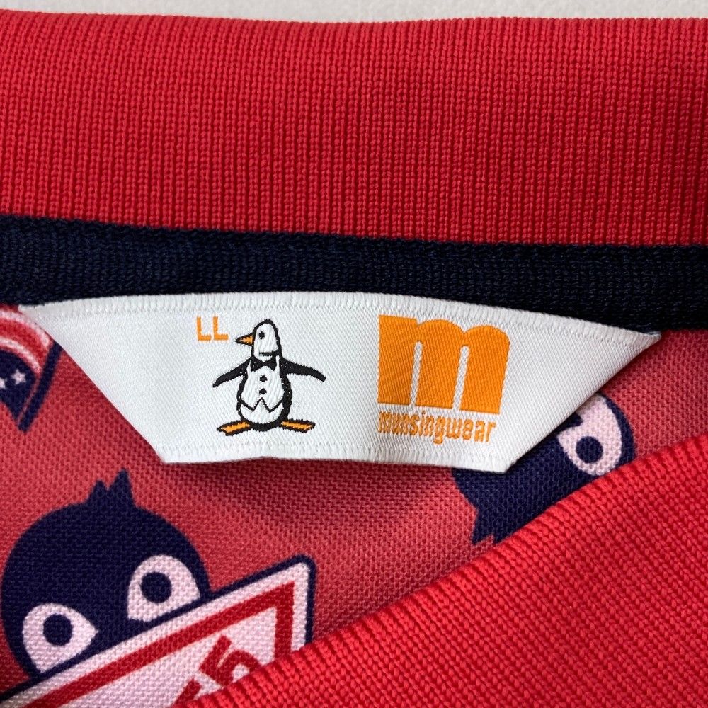 サイズ：LL MUNSING WEAR マンシングウェア 2023年モデル 半袖ポロ ワンピース 総柄 レッド系 [240101490530] ゴルフウェア レディース ストスト サイズ：LL MUNSING WEAR マンシングウェア 2023年モデル 半袖