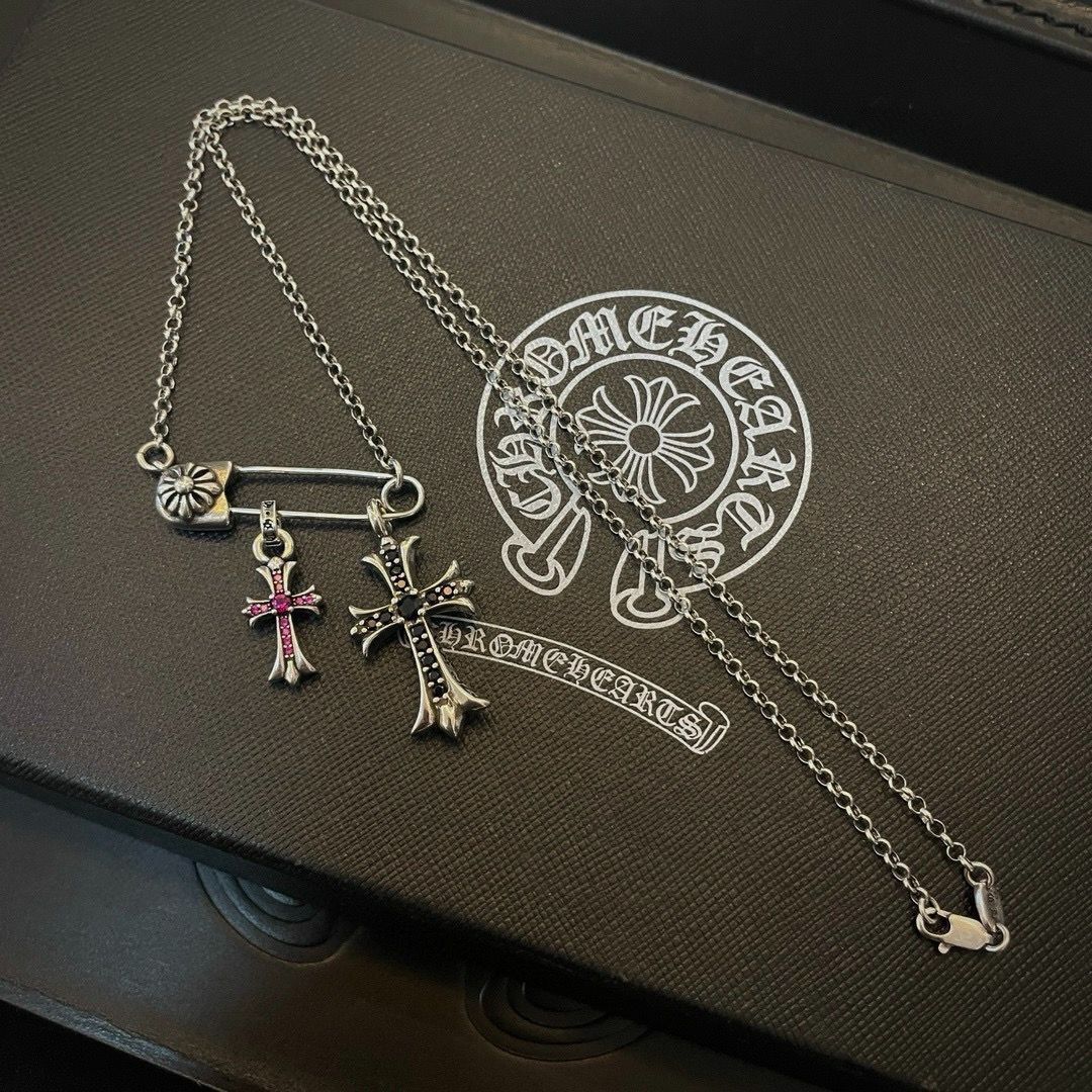 クロムハーツ Chrome Hearts ネックレス 刻印 925 十字  ルビー