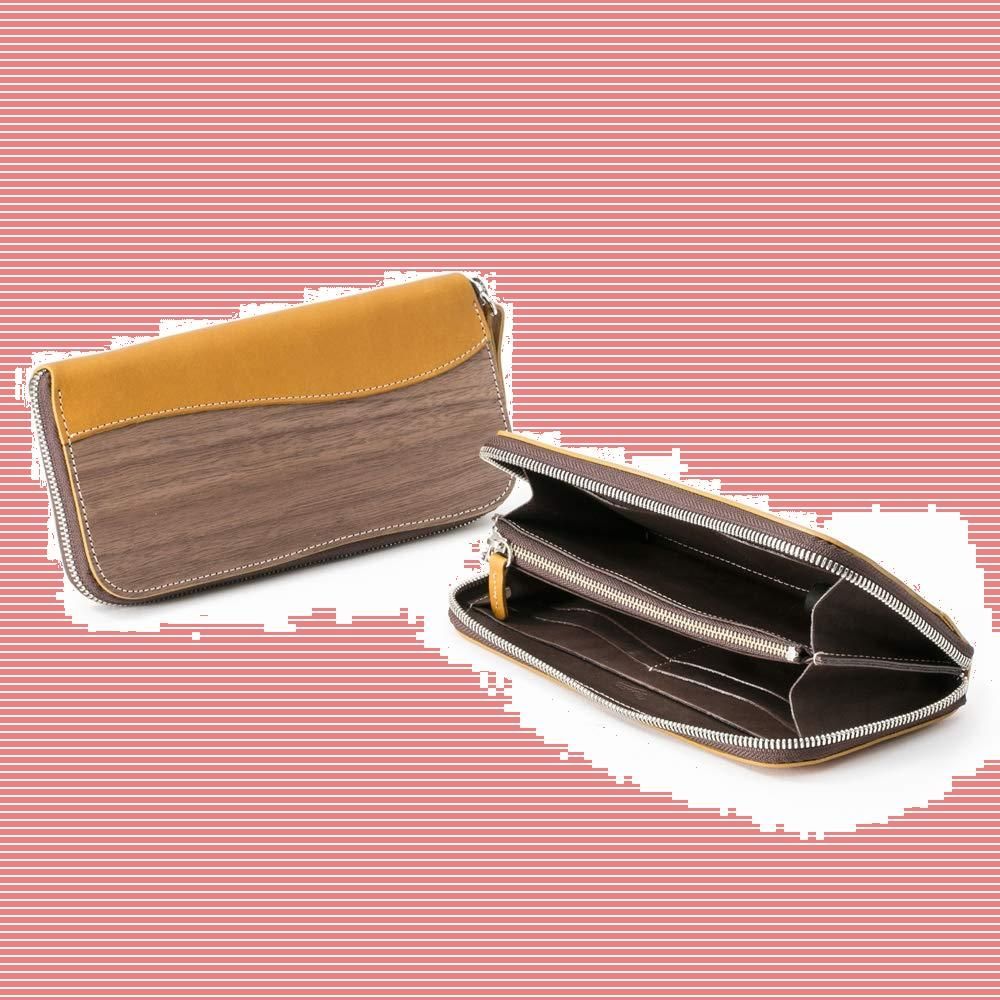 VARCO REAL WOOD] Round zip wallet 長財布 ラウンドファスナー ...