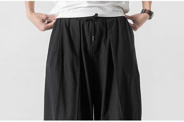 ワイドパンツ メンズ 八分丈 サルエルパンツ 夏 ゆったり 通気