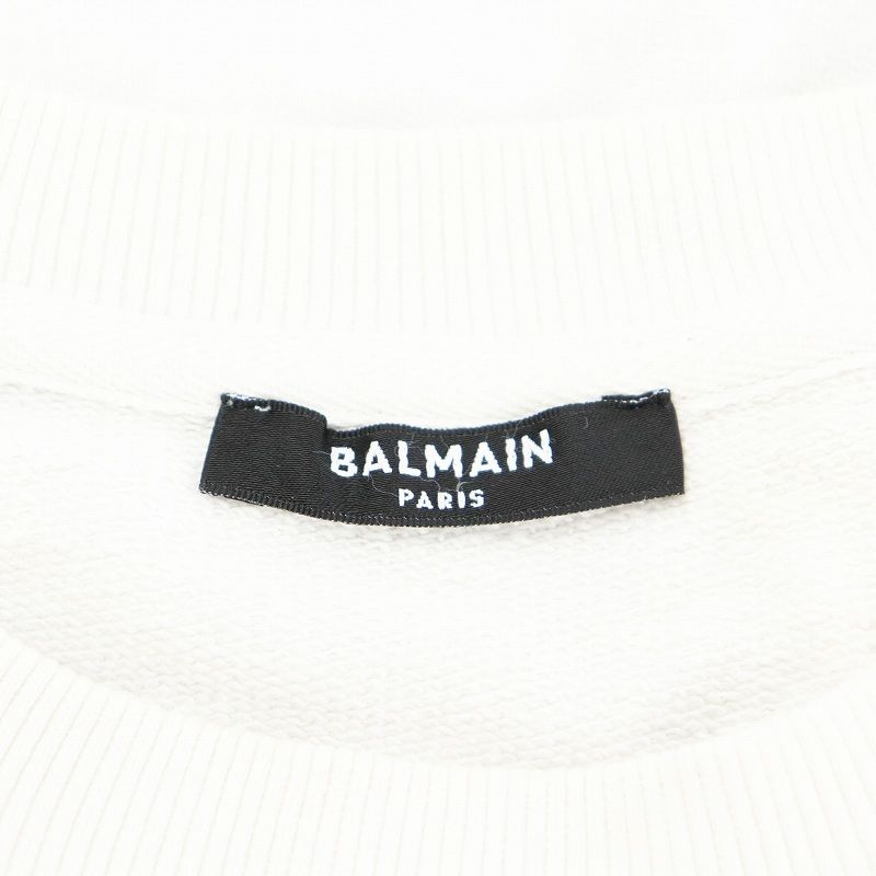 バルマン BALMAIN スウェット トレーナー ロゴ 長袖 S 白 ホワイト  