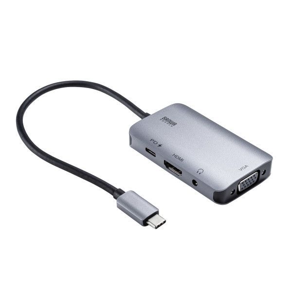 【新品・7営業日以内発送】サンワサプライ AD-ALCHV02 USB Type C－HDMI／VGA変換アダプタ 4K／30Hz／PD対応 ADALCHV02【沖縄離島販売不可】