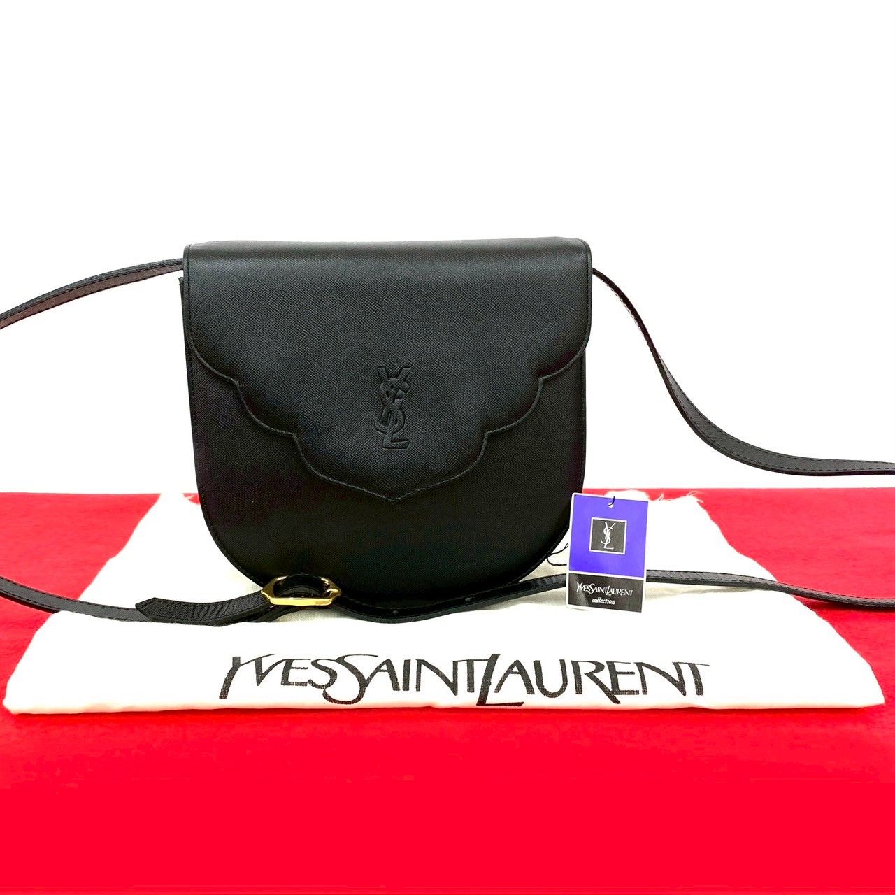 極 美品 袋付き YVES SAINT LAURENT イヴ サンローラン YSL ロゴ 