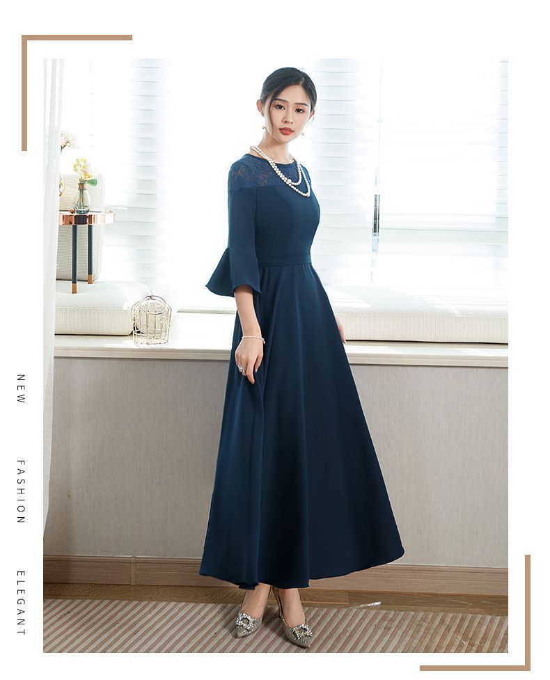 結婚式 ワンピース ドレス パーティードレス ロングドレス S M L XL パーティー 謝恩会 発表会 演奏会 同窓会 成人式 フォーマル 女子会 フ 袖付き