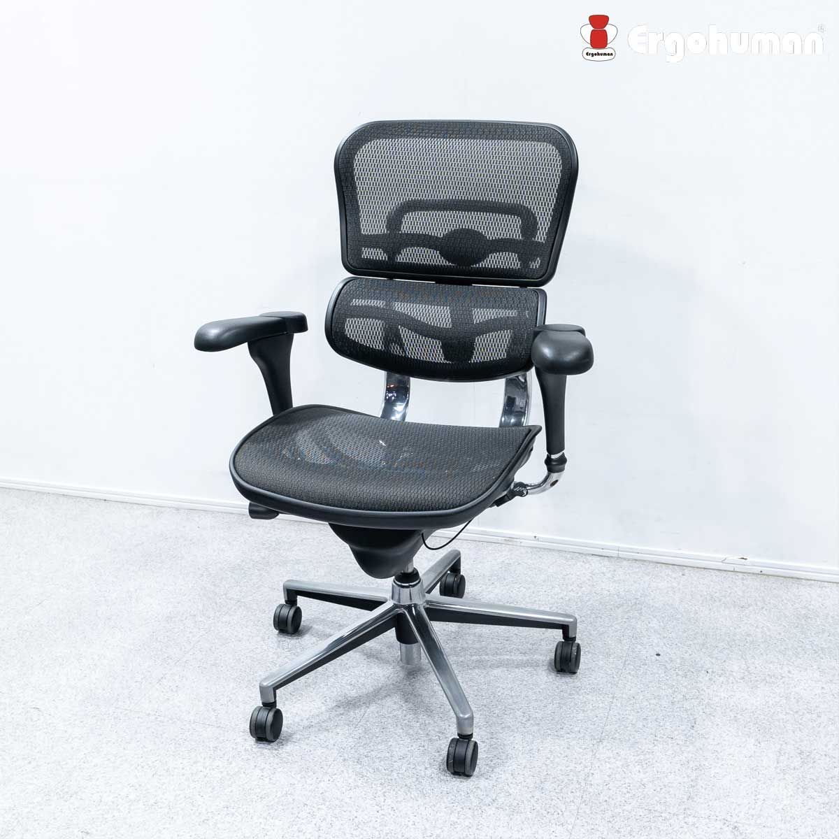 【中古品】Ergohuman エルゴヒューマン BASIC ベーシック オフィス アーム チェア キャスター メッシュ ブラック