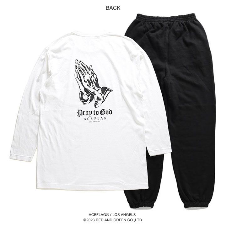 ACE FLAG 上下セット 長袖 メンズ 白/黒 大きいサイズ エースフラッグ