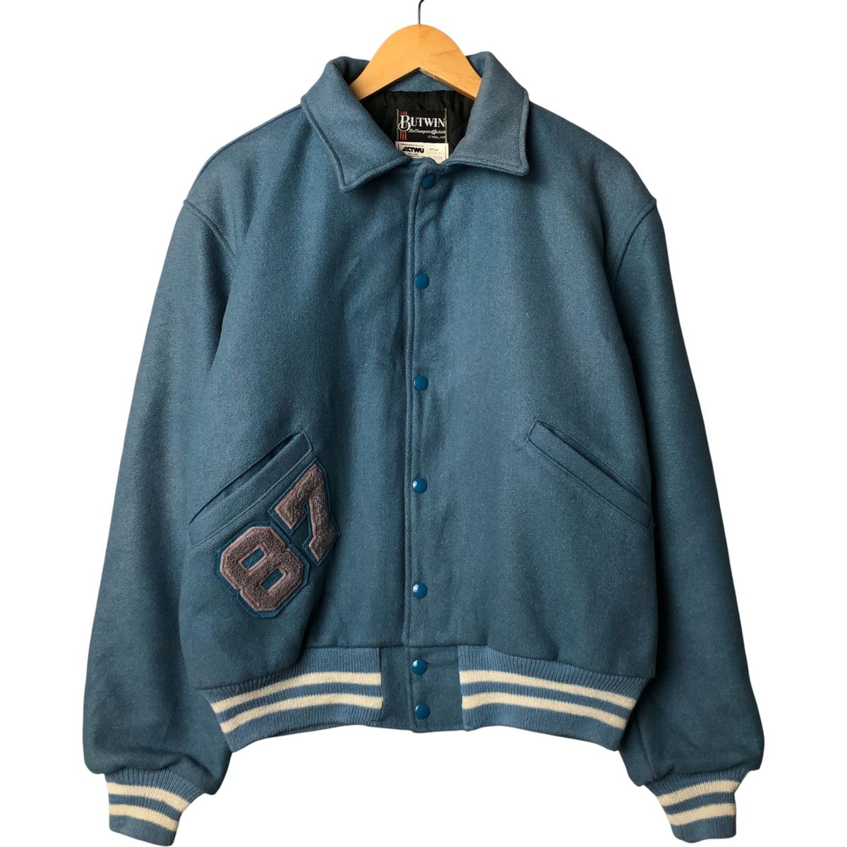 古着 80年代 バトウィン BUTWIN カスタム 襟付き 中綿入り ウール