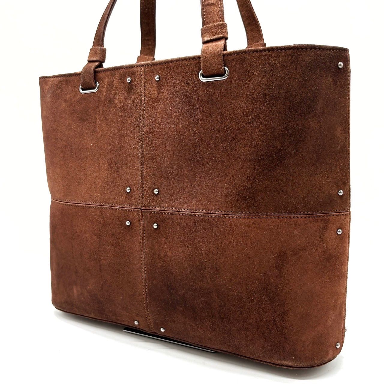 トッズ トートバッグ ブラウン スタッズ スエード TOD'S