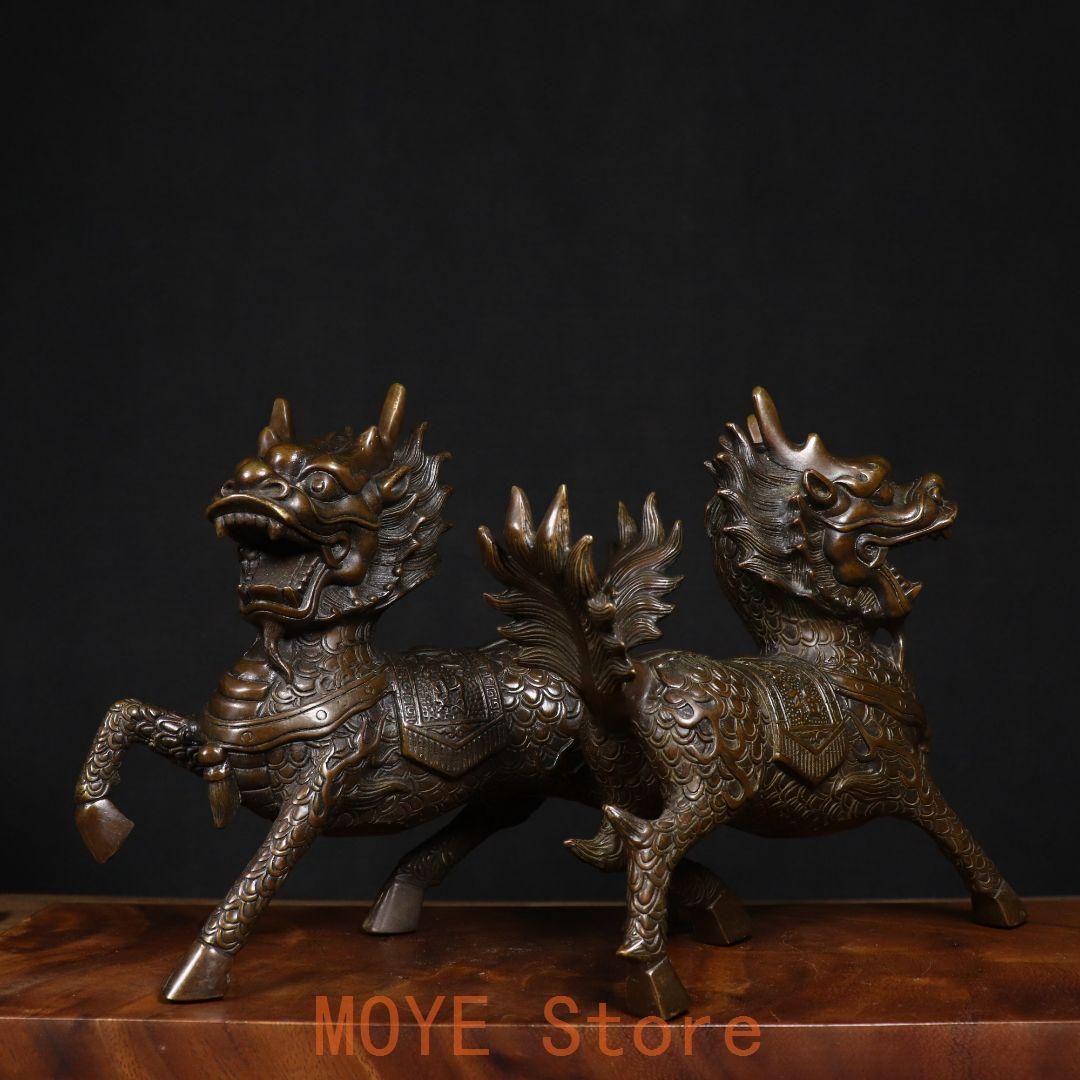 麒麟 銅器 銅製品 鎮宅辟邪 開運風水 招財 置物 工芸品 装飾品 麒麟
