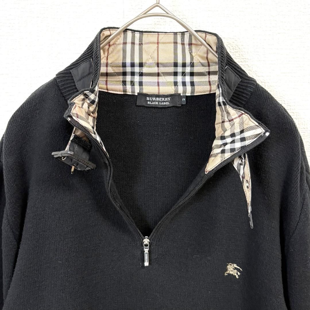 美品 BURBERRY BLACKLABEL ノバチェックハーフジップニット 2 - メルカリ