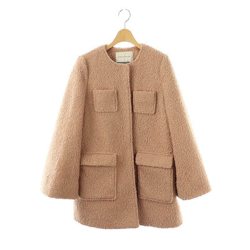 ボーダーズアットバルコニー BORDERS at BALCONY POODLE MIDI COAT ノー コート アウター 38 サーモンピンク |DF OS