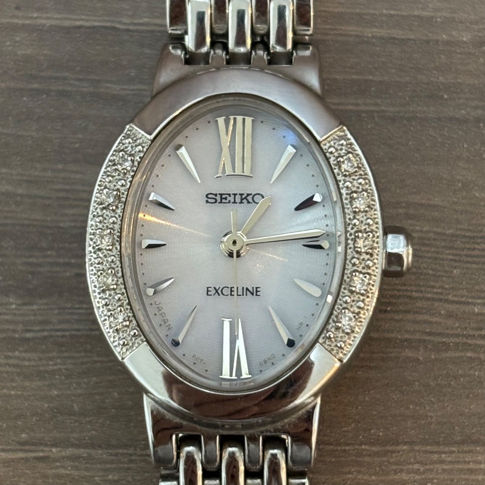 ●可動品●SEIKO セイコー　エクセリーヌ　腕時計　ソーラー　10p ☆SEIKO セイコー エクセリーヌ 腕時計 ダイヤ 10P ソーラー時計