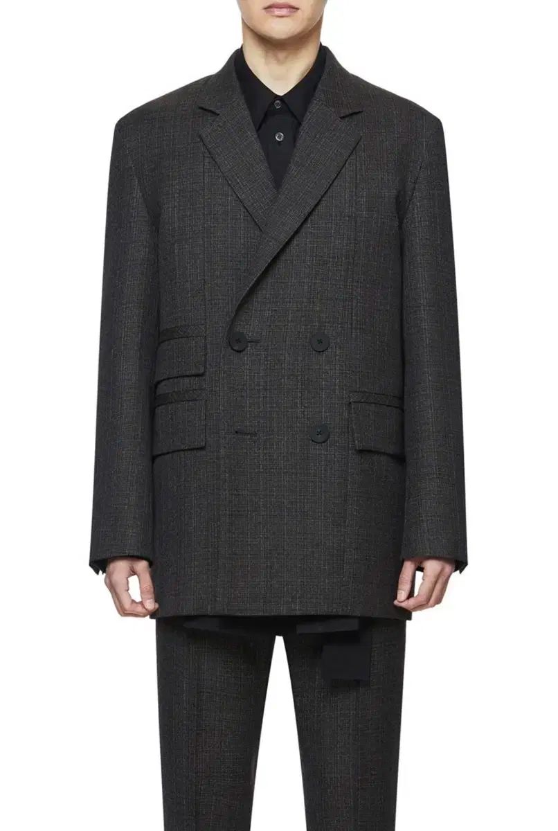 ウーヨンミ 21FW メイン CHECK グレー DOUBLE セットアップ 46 48