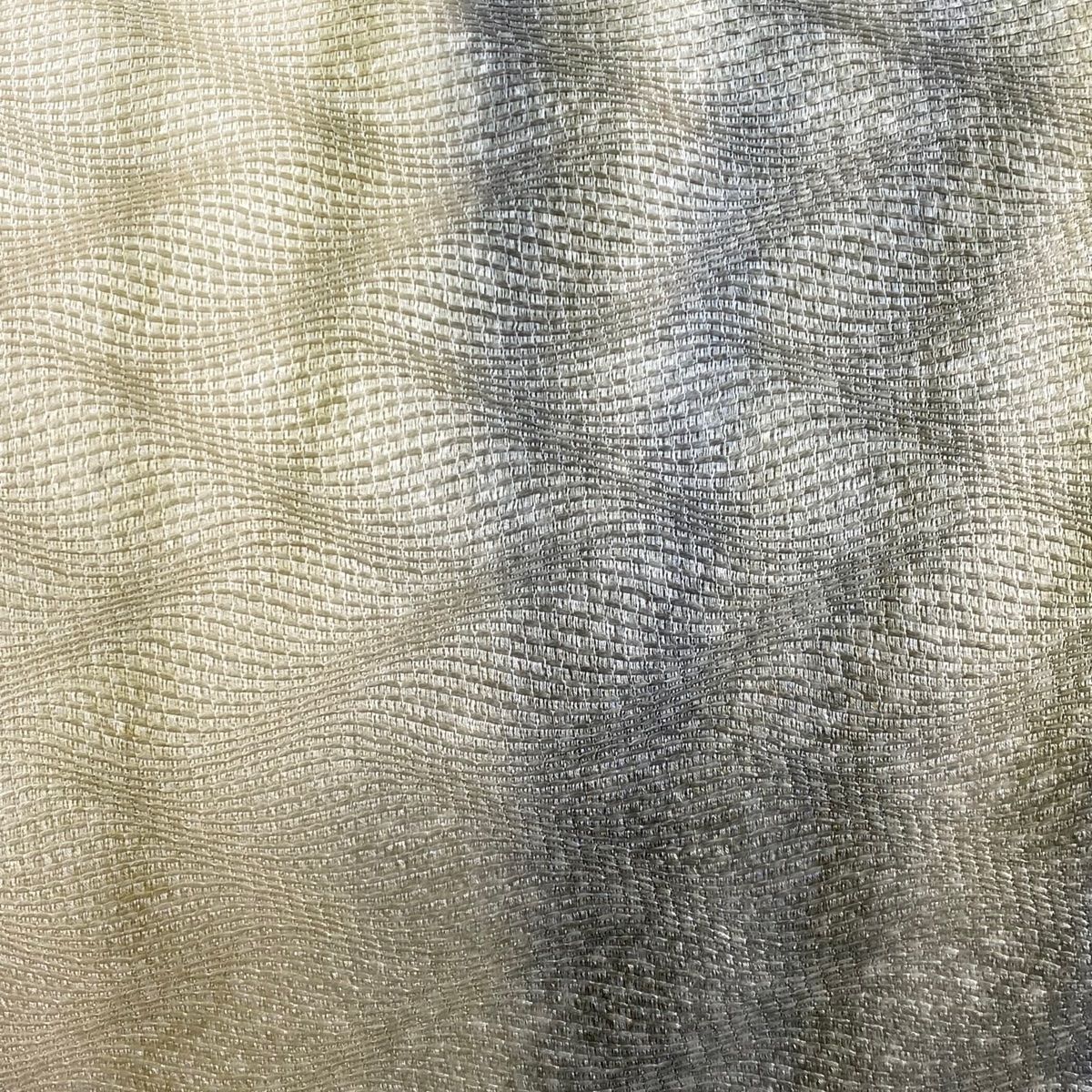 袋帯 よろけ縞 幾何学模様 ぼかし ベージュ 全通 正絹