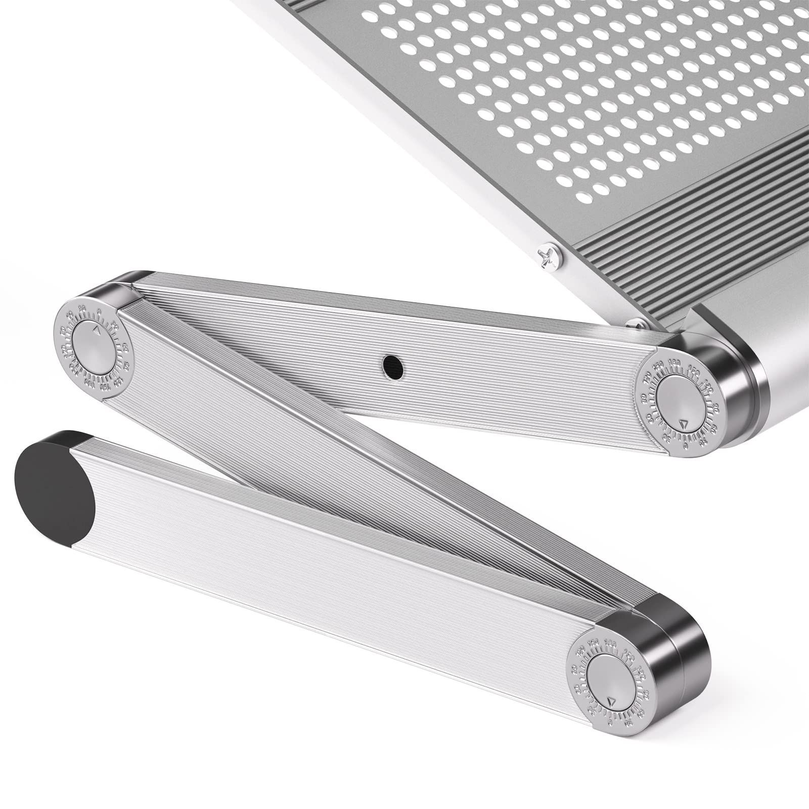 新着商品 Powseed ノートパソコンスタンド アルミ合金 折りたたみ ノートPC用ラップデスク 16インチ以下に対応 PC台 耐荷重30Kg 防錆処理 関節角度調整 滑り止め マウス置き台 放熱用通気孔付き WWW_MEBLE-SODAR_PL