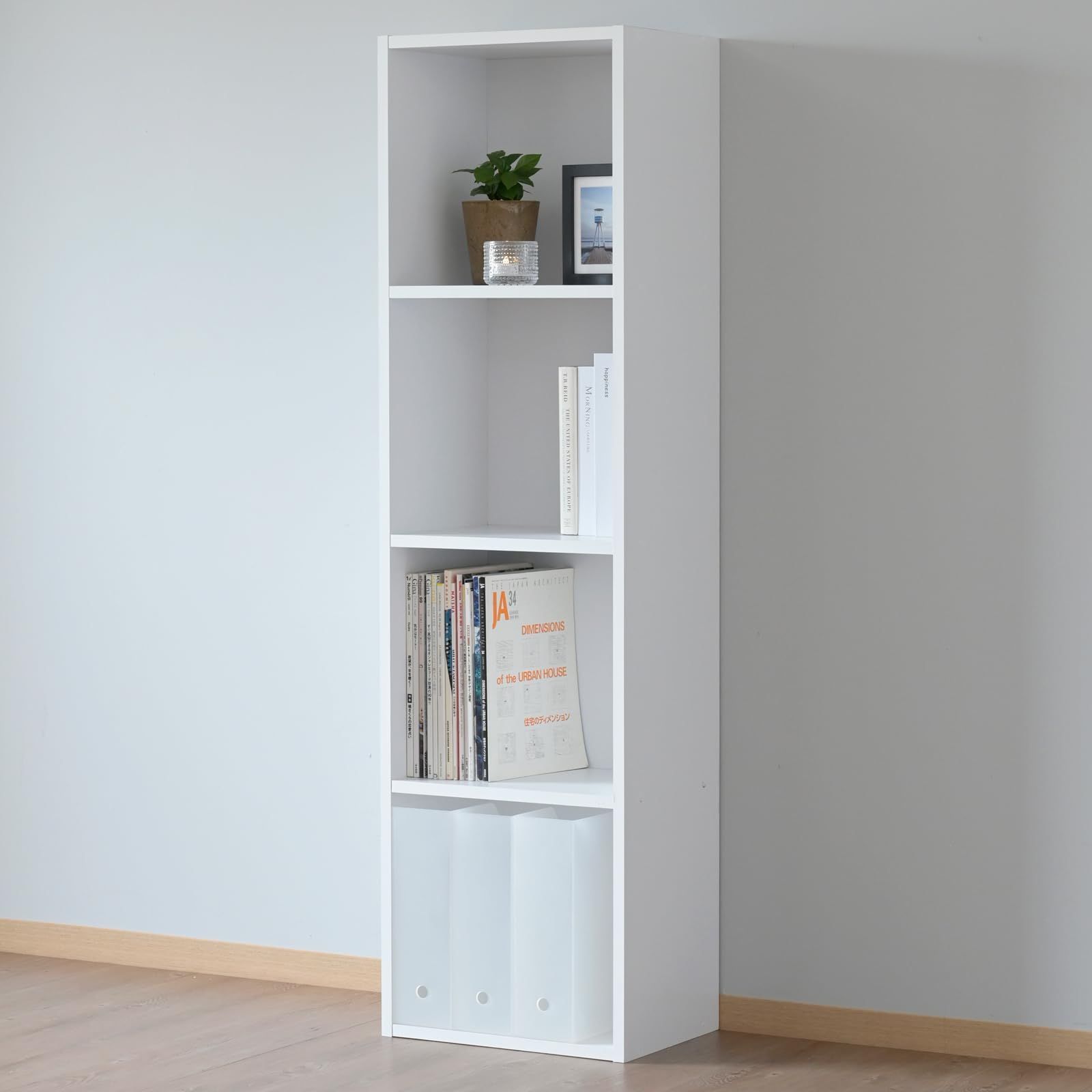 大人気 横置き 幅40×奥行29×高さ144.5cm 積み重ね 4段 収納 A4ファイル対応 組立品 カラーボックス 本棚 ホワイト 棚 CABR-1440 WH 山善