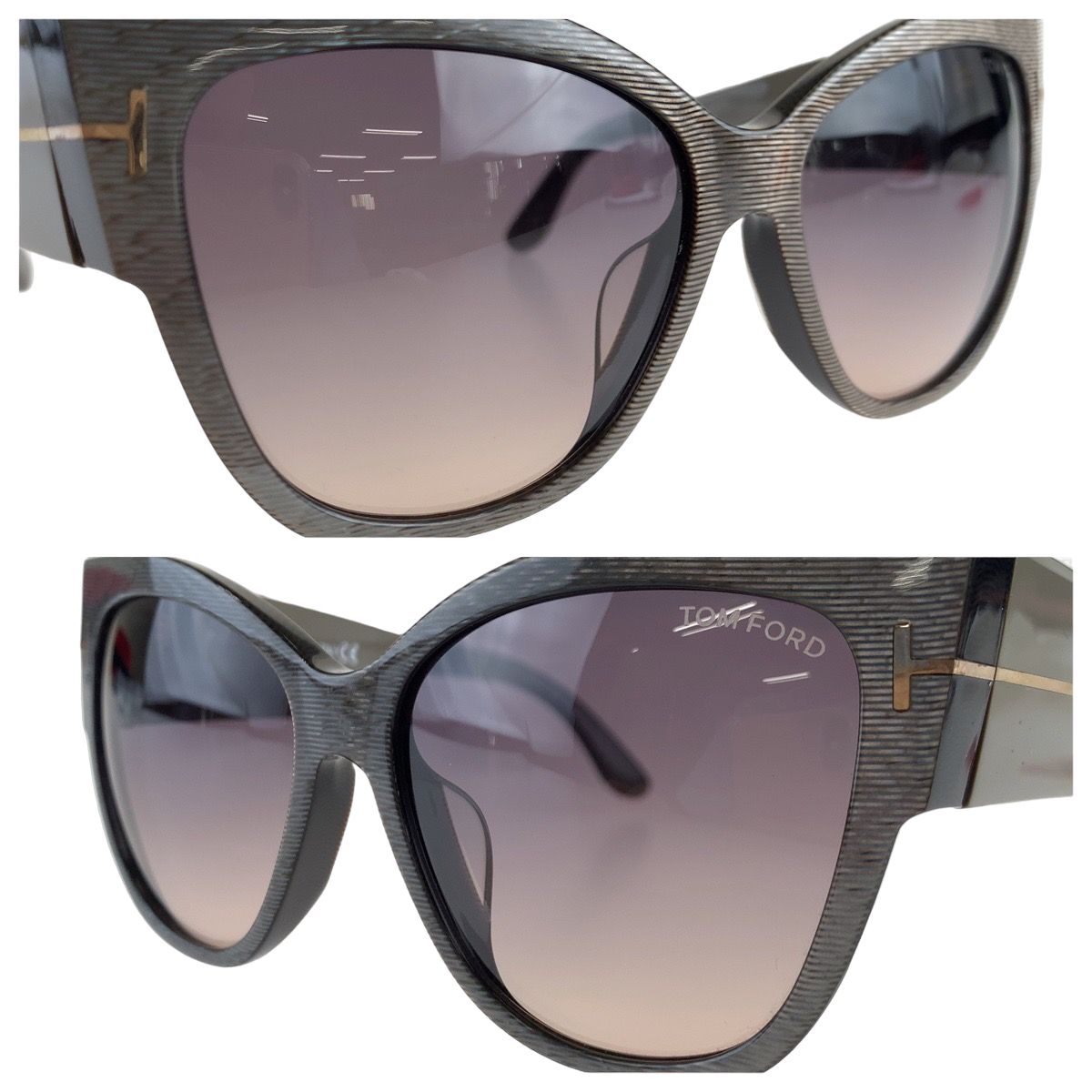 美品 TOM FORD トムフォード Anoushka グレー プラスチック TF371-F