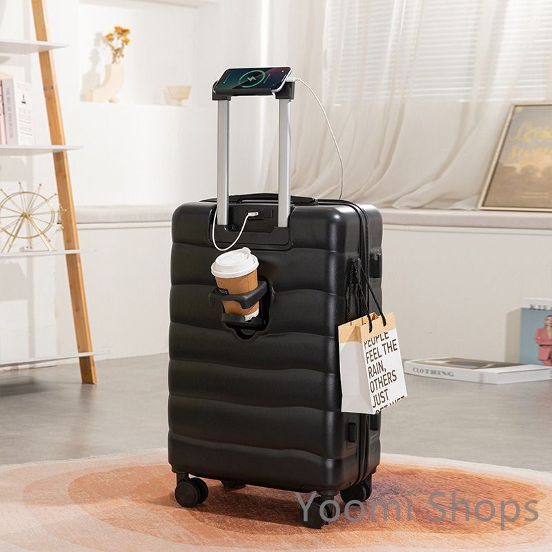 【新品未使用】かわいいスーツケース 24インチパステルダイヤルロック カップホルダー ブラック ピンク ミントグリーン多機能男性用 女性用 SNS映え インスタ映えgtt41