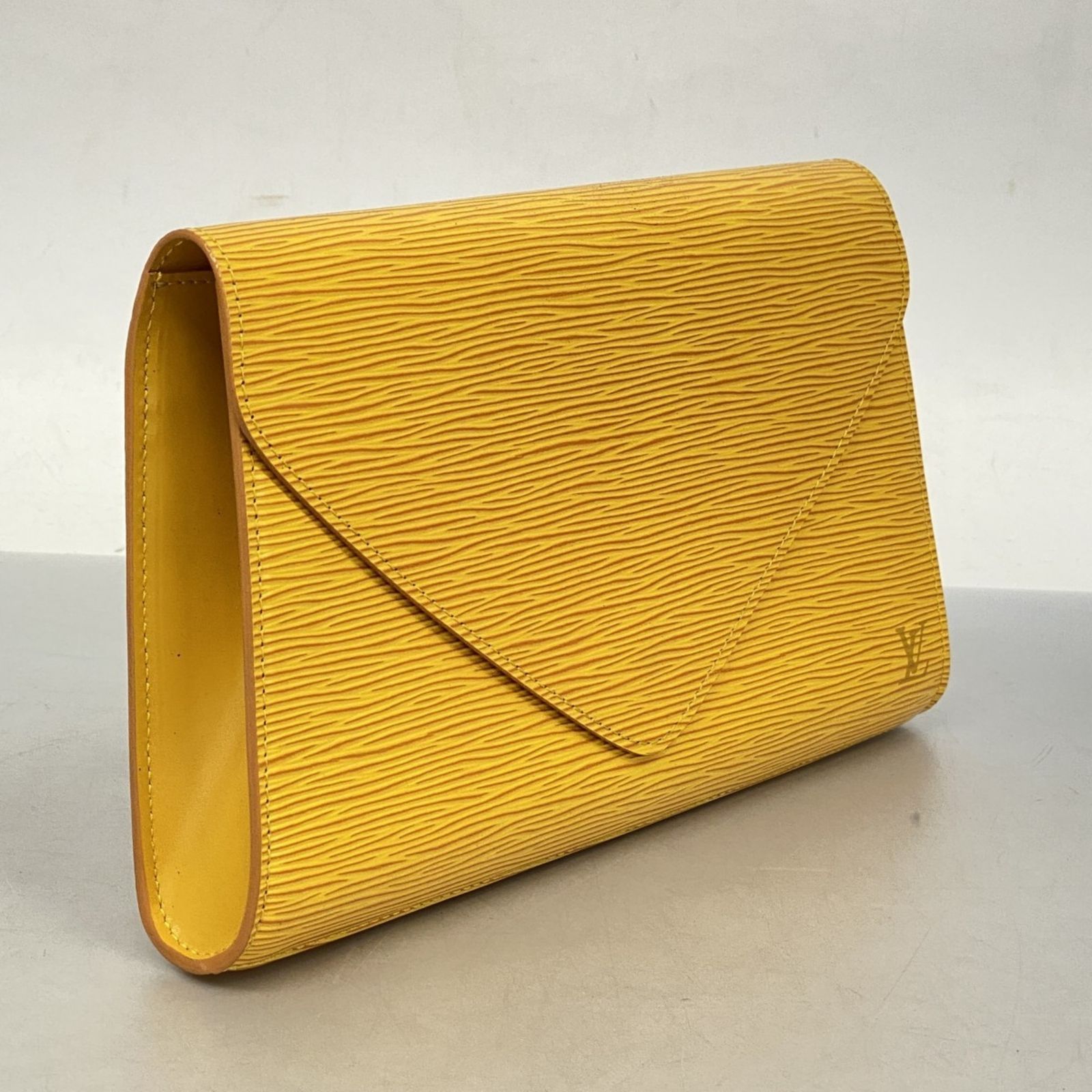 レアヴィンテージ　ヴィトン　黄色クリーム色ストライプレザークラッチバッグ　美品 LOUIS VUITTON ルイ・ヴィトン クラッチバッグ M95861 ソフィア