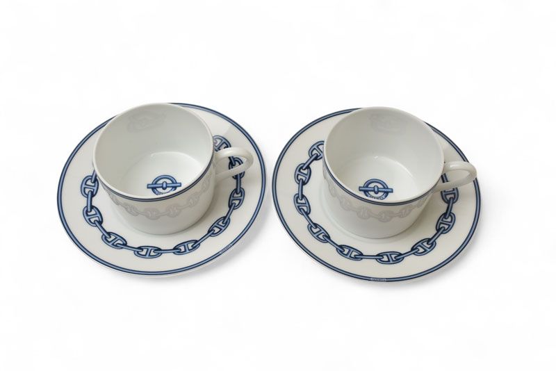 カップ&ソーサー エルメス シェーヌダンクル ブルー エルメス