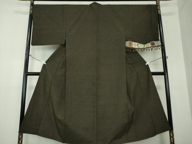 平和屋着物●男性 結城紬 焦げ茶色 証紙付き 正絹 DAAX4283ps