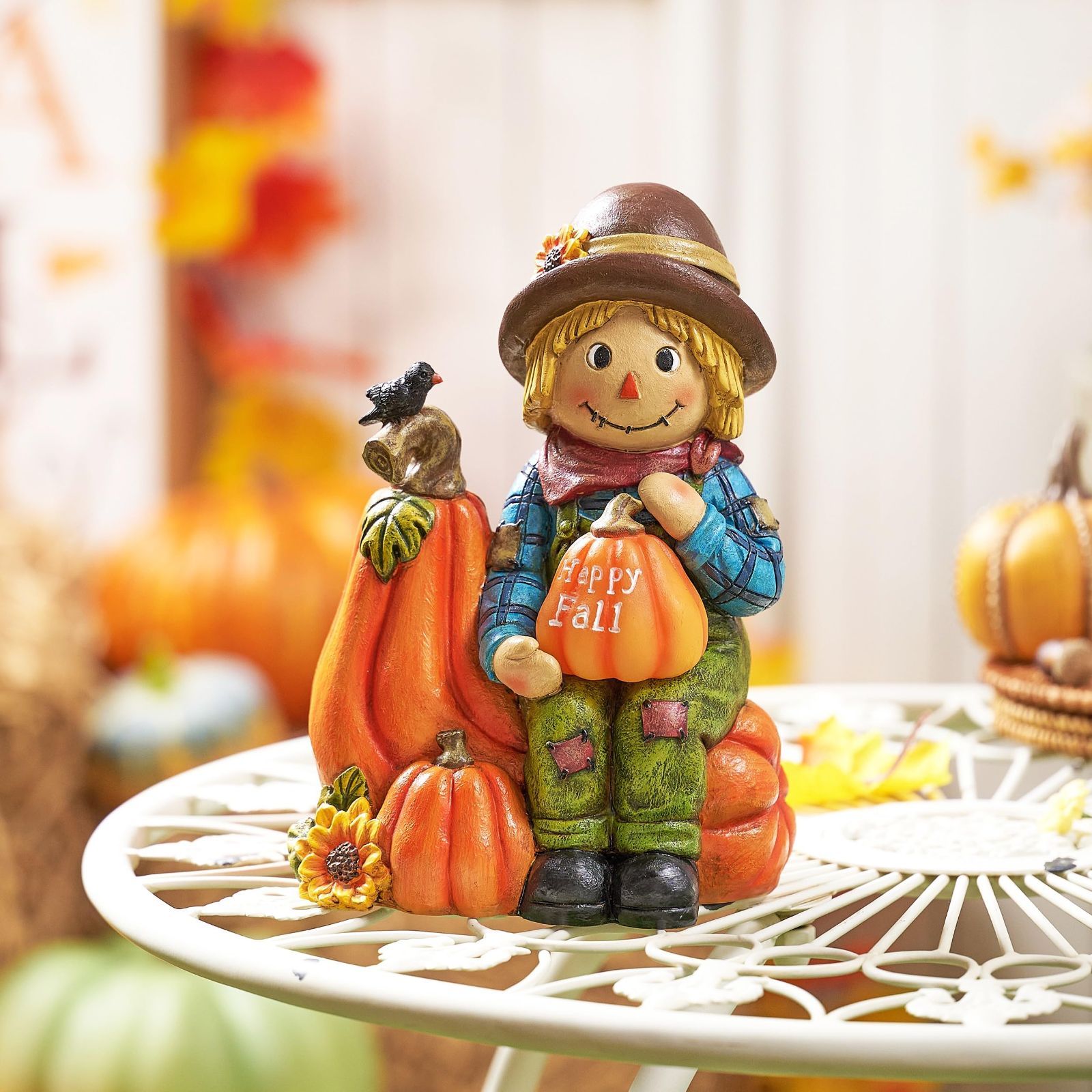 売切注意 樹脂製 オブジェ 置物 置物 飾り 飾り 庭 防水 アウトドア 屋外用彫像 カボチャ ハロウィン ハロウィン 屋外 ソーラーライト付き 16cm かかし かわいい 季節の飾り 秋の飾り Madelyn Valery