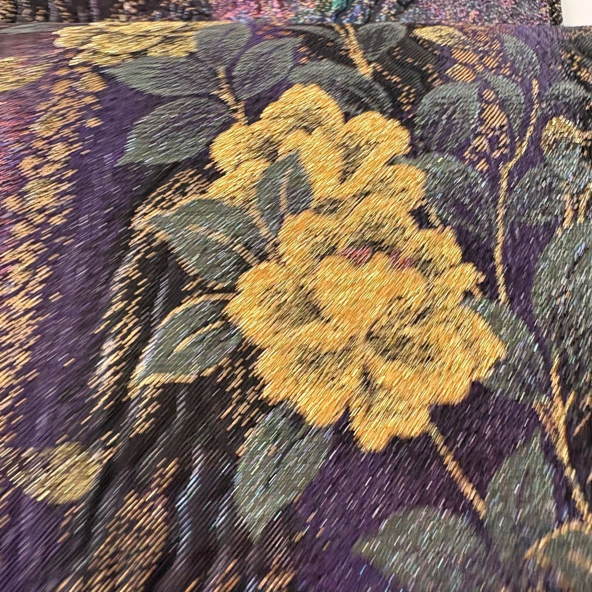 夏目 No.2521 正絹桜の花びら市松箔袋帯 美品 No.2521 正絹桜の