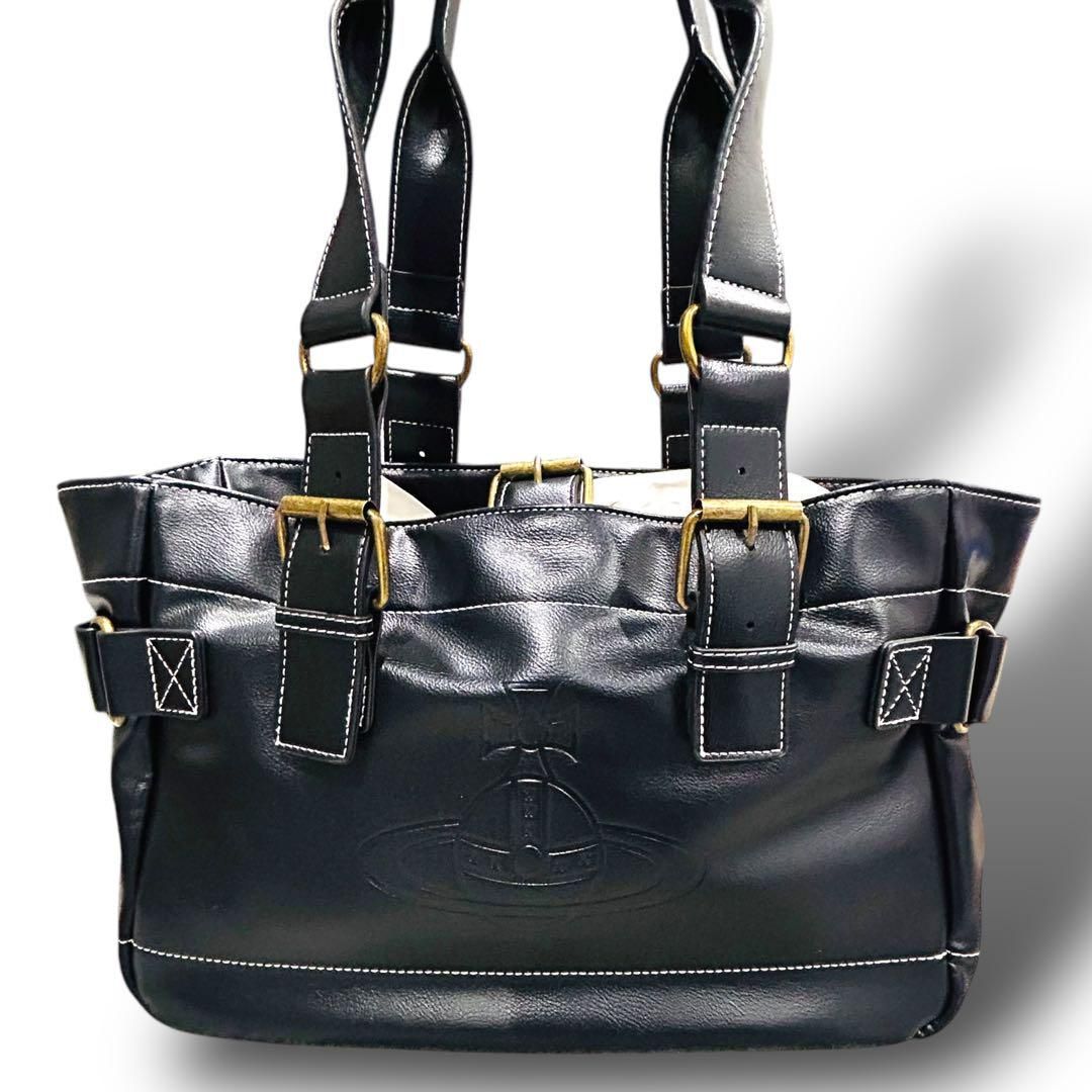 【極美品】ヴィヴィアンウエストウッド トートバッグ レザー オーブ A4可 黒 極美品 Vivienne Westwood ヴィヴィアン トートバッグ オーブ 大