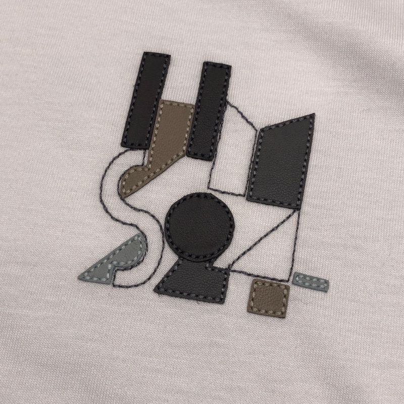 Hermes ミニレザーパッチ Tシャツ Lサイズ メンズ コットン エルメス HERMES ミニレザーパッチTシャツ ホワイト コットン