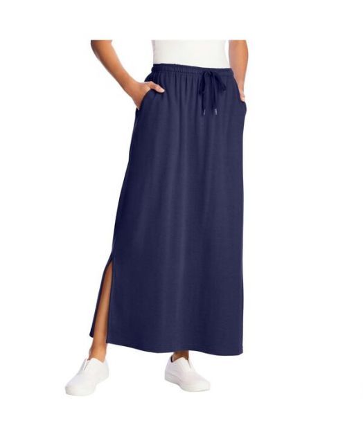 送料無料 ウーマン ウィズイン レディース スカート ボトムス Women s Within Sport Knit Side-Slit Skirt Navy