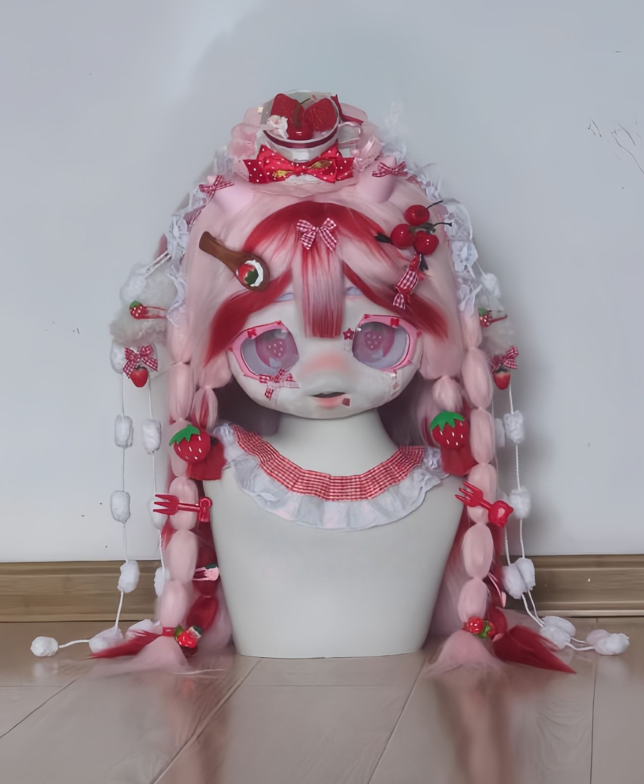 着ぐるみヘッド kigurumi NO.161 羊 ピンク ファースーツ 全頭ヘッド ケモノ マスク ぬいぐるみ コスプレ コスチューム 一点物