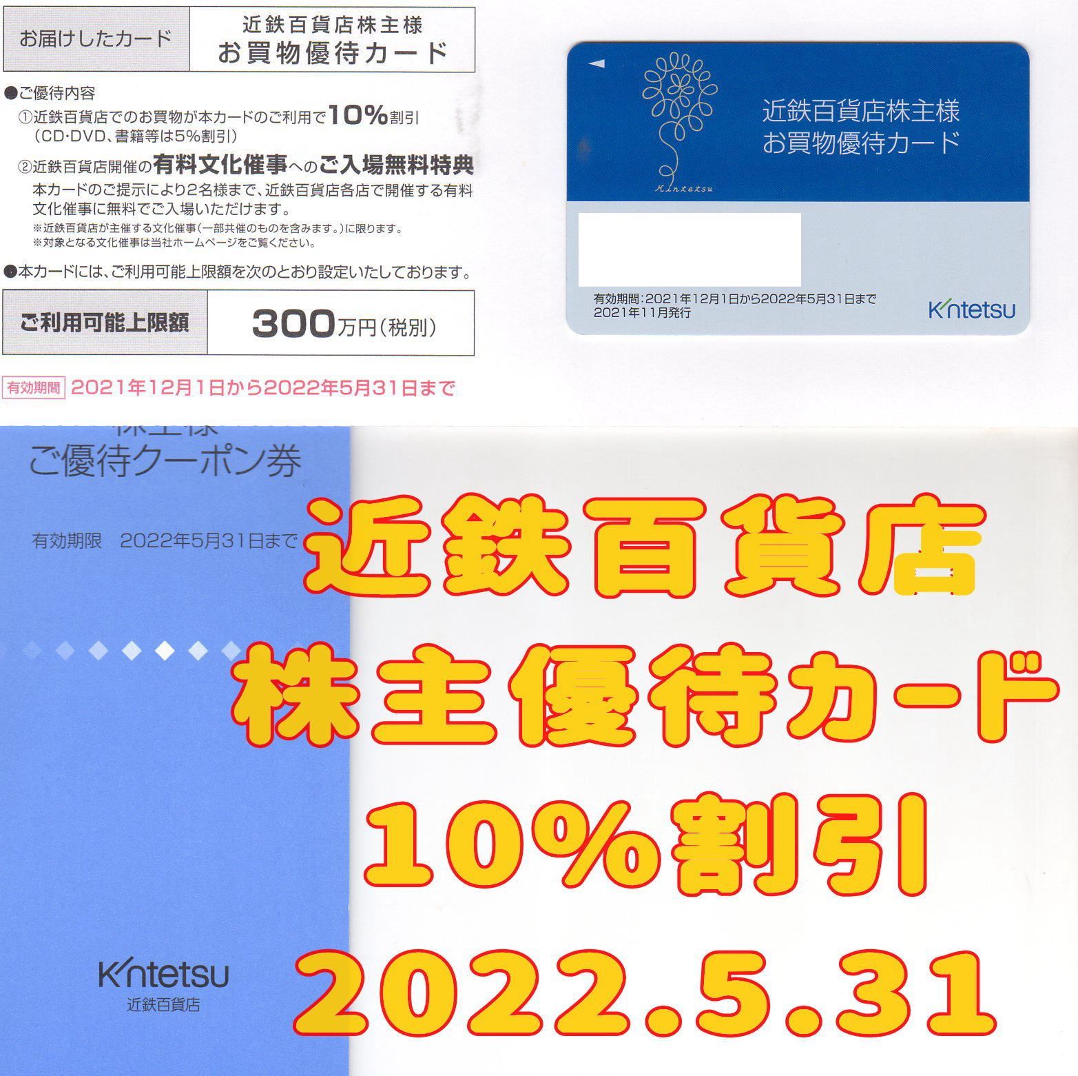 近鉄百貨店 株主優待カード 10%割引 2023.5.31 クーポン冊子 - ゲーム