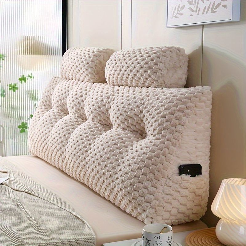 ヘッドボード ベッドヘッドクッション 枕 3点セット ダブルサイズ クイーンサイズ 全長150cm ピロー 長め 大きめ 長方形 ピンク ポケット付き 背もたれクッション 洗濯機洗い まくら ふわふわ 寝具 腰枕 海外 おしゃれ かわいい 4-7
